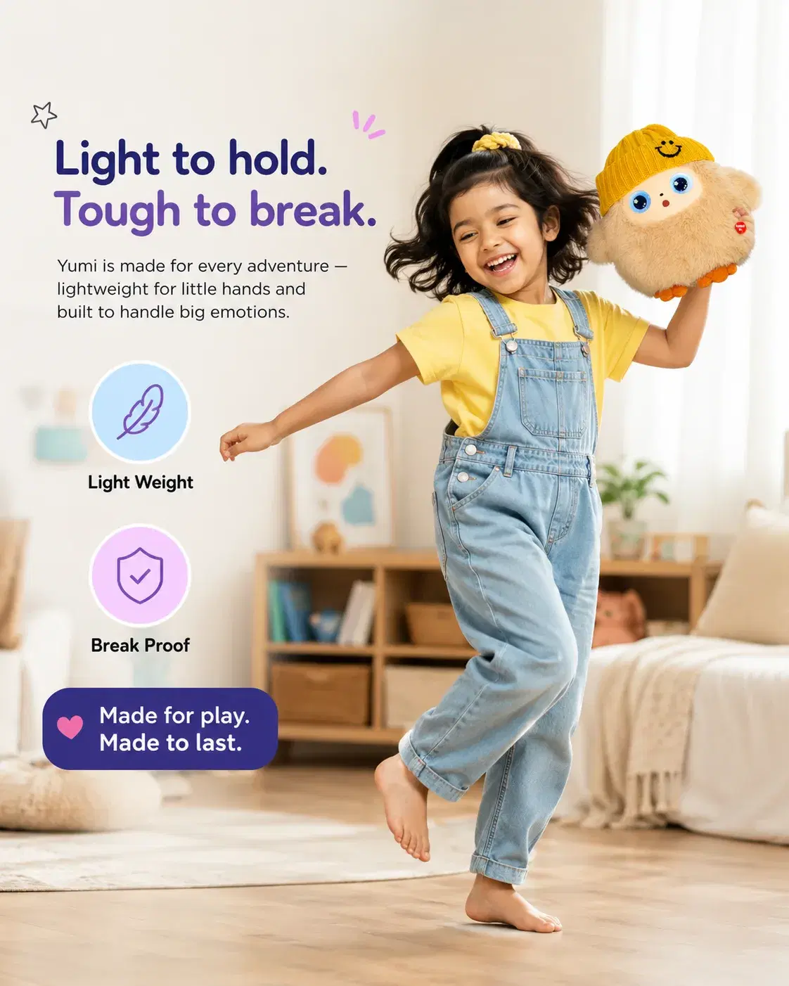 Child holding Yumi up while running